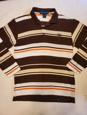 Street Rules Boys 14/16 L Striped Rugby Polo Long Sleeve Lion Crest Preppy